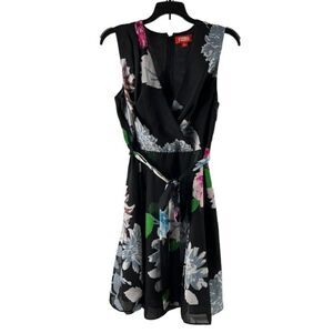 Kirna Zabete at Target Blue Floral Self Tie Sash Belt Pleated Lined Dress Size 6